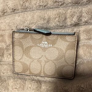 Coach Beige and sea-foam Card Holder key chain